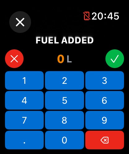 Fuel Entry Screen